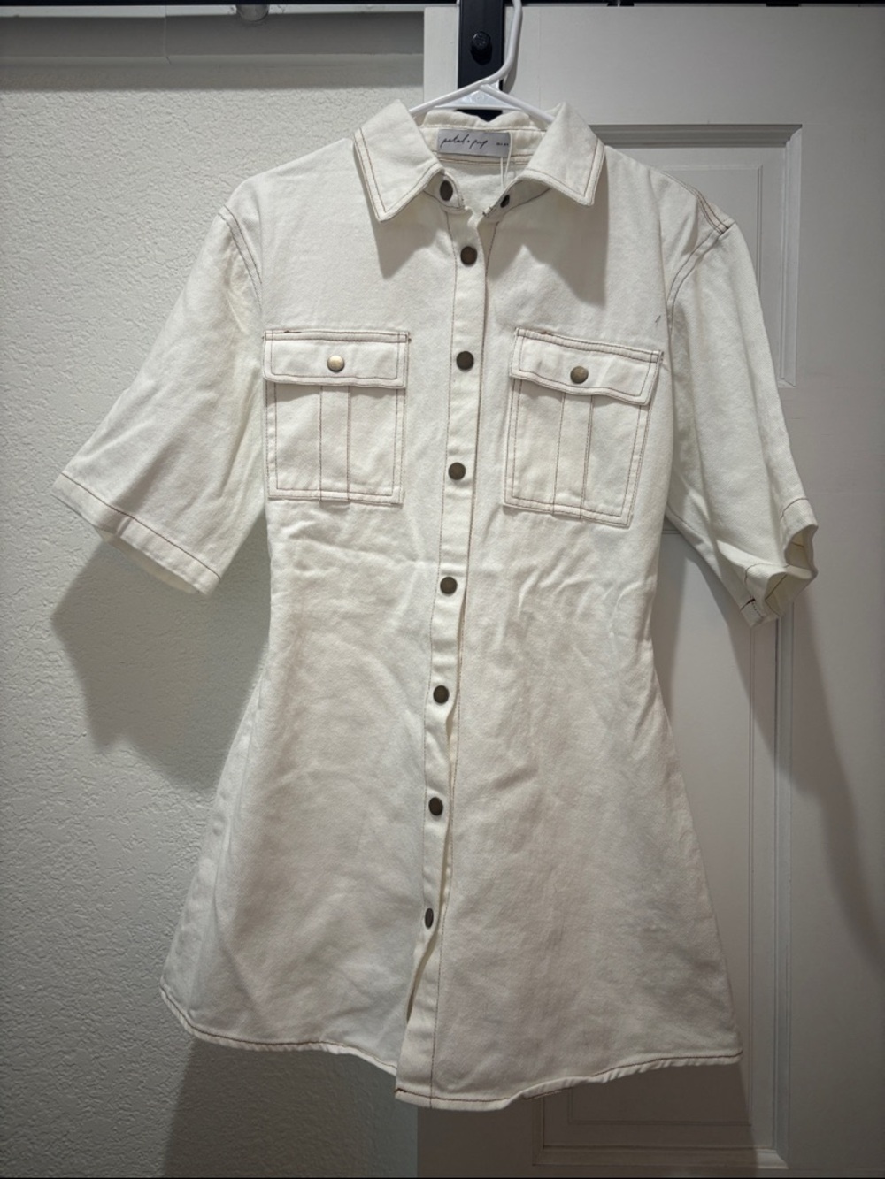 Petal & Pup Cream Button-Front Mini Dress